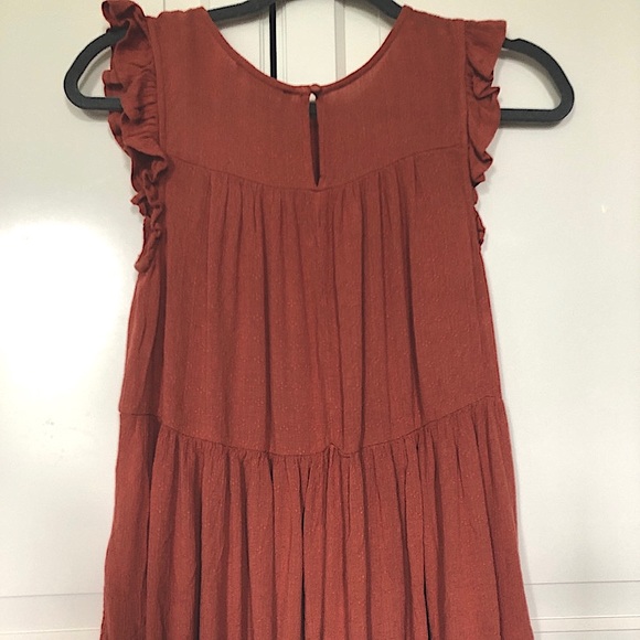 American Eagle Burnt Orange Ruffled Shirt - Picture 3 of 5